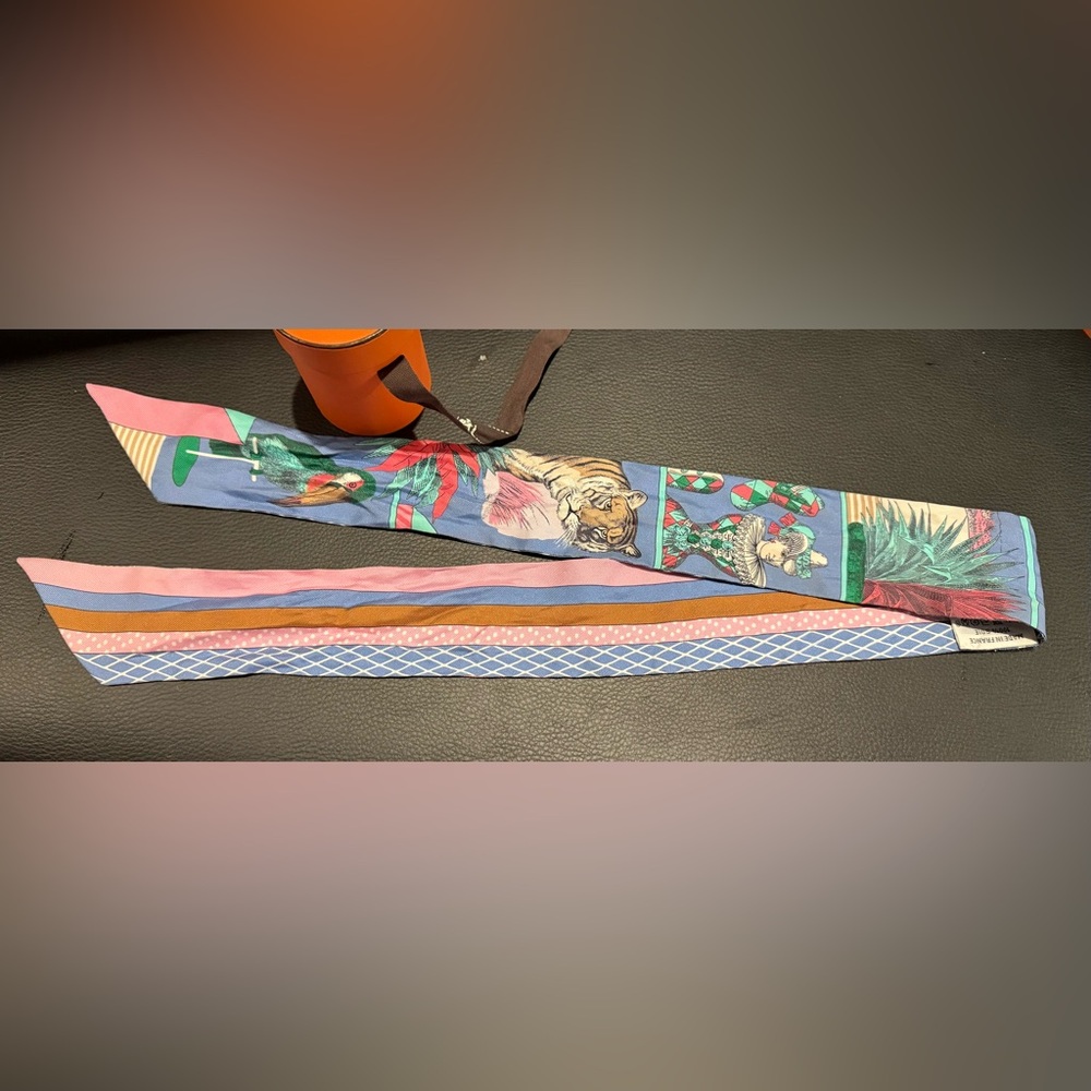 Colorful Silk Scarf with Tiger Design